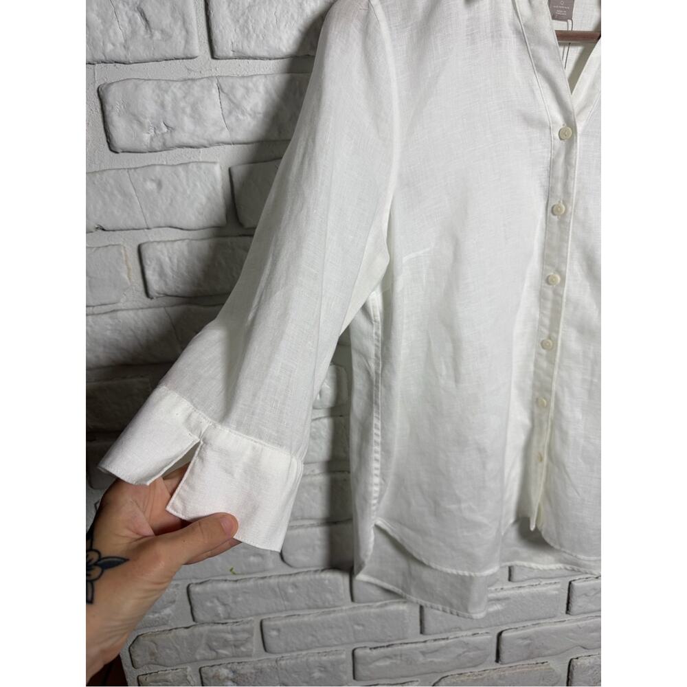 Chico’s No Iron 100% Linen White Button Front Shirt NWT Size Small 4/6 - Picture 8 of 8